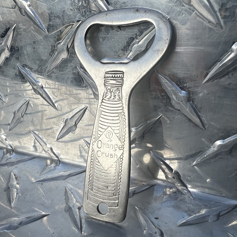 Vintage Good Old ORANGE CRUSH Bottle on Handle Advertising Bottle Opener 1940s